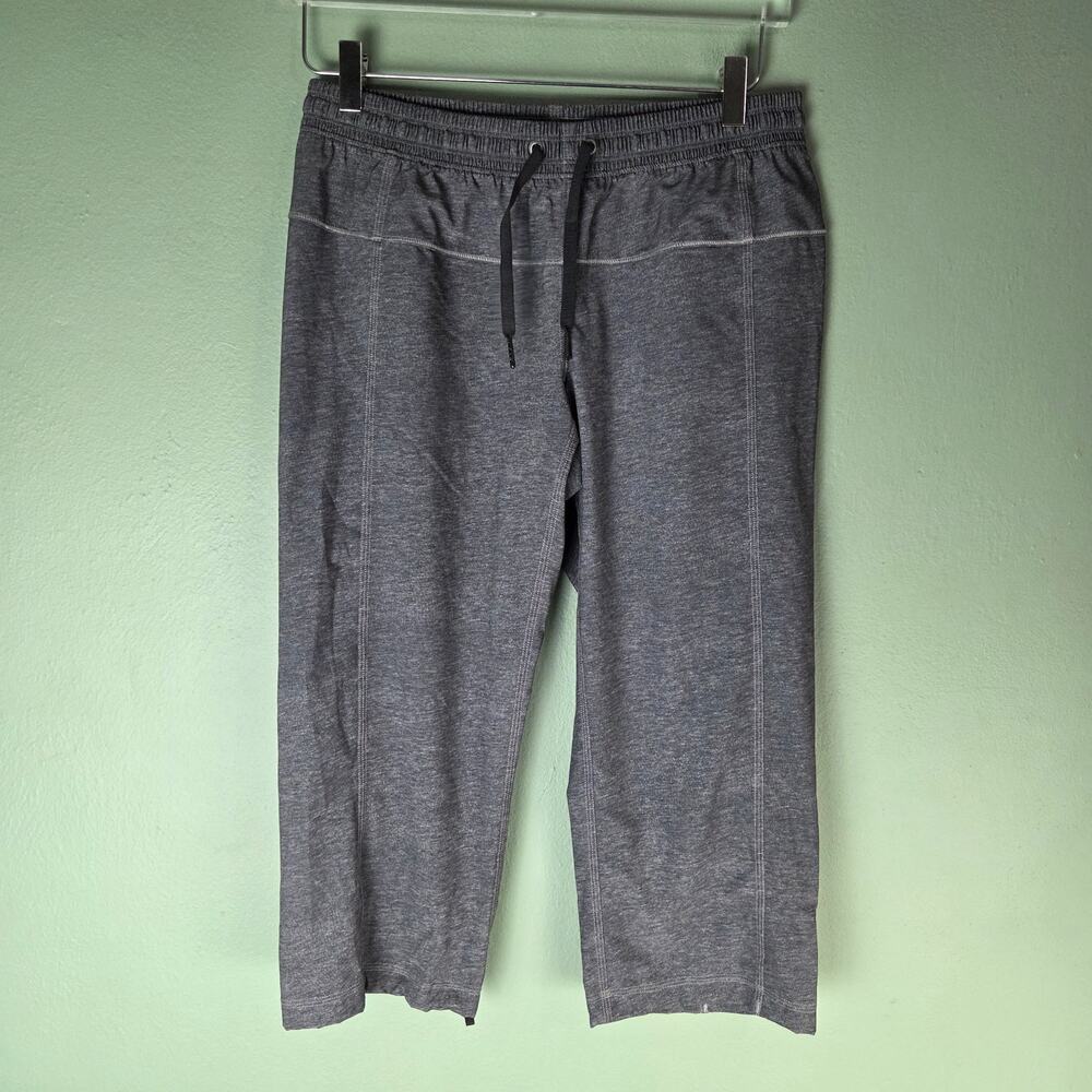 Lululemon Womens 6 Step Lively Crop Heathered Texture Printed Greyt Deep Coal